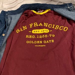 🩷🩷Tee shirt with denim button down